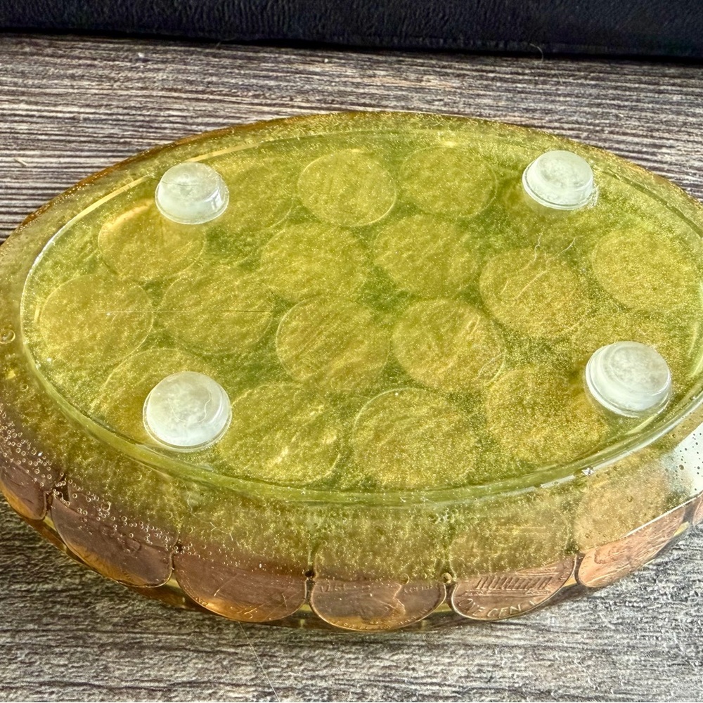 Unique Green and Copper Penny Tray/Trinket Dish/Soap Dish - Picture 7 of 8